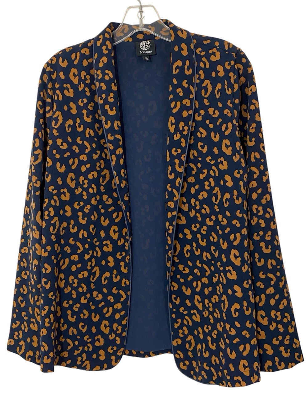 Bobeau Animal Print Blazer in Navy Blue Size Small Like New